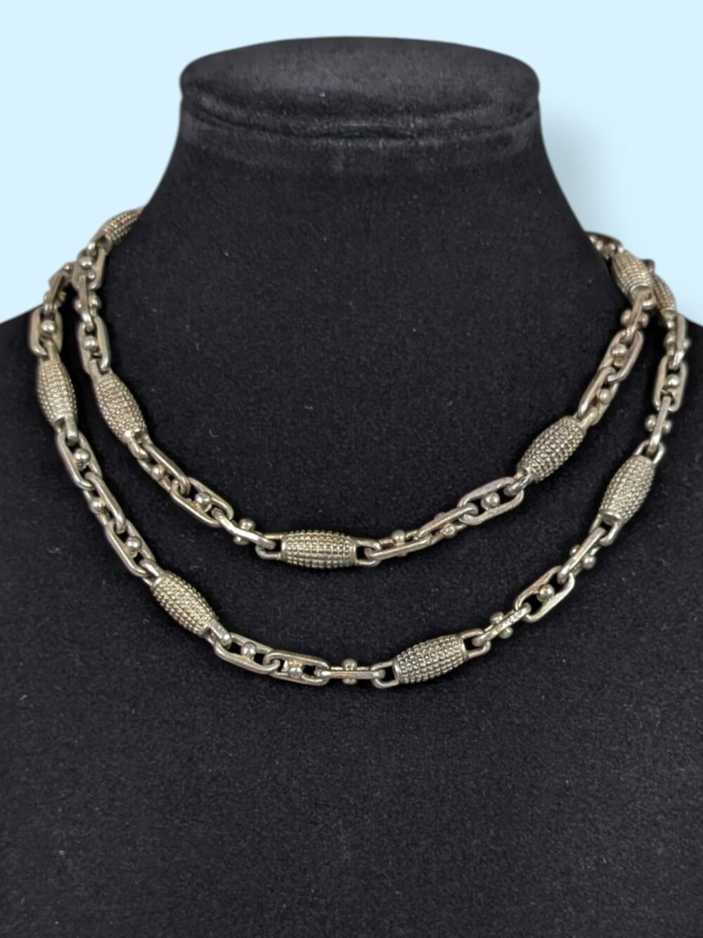 Silver Tone "Grenade & Paper Clip" Chain Necklace